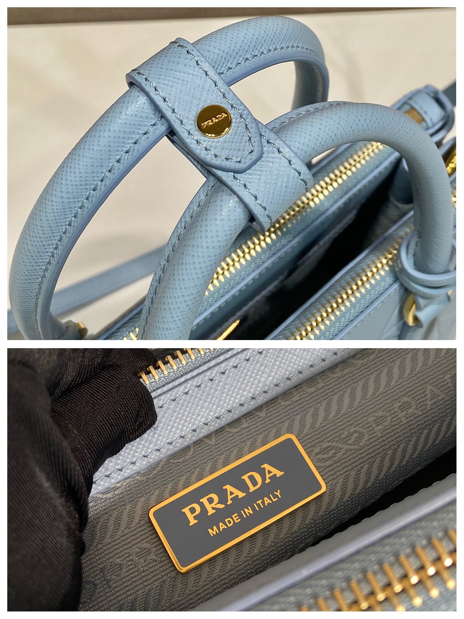 Prada Small Galleria Saffiano Leather Bag Tote Shoulder Bag Light Blue 1BA896 